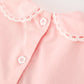 Fall Girls Pink Floral Embroidered Smocked Peter Pan Collar Dress