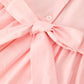 Fall Girls Pink Floral Embroidered Smocked Peter Pan Collar Dress