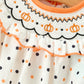 Halloween Pumpkin Smocked Girls Dress Polka Dot Ruffle Sleeve