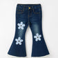 FALL Girls Floral Appliqué Denim Bell Bottom Jeans