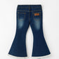 FALL Girls Floral Appliqué Denim Bell Bottom Jeans