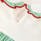 Girls Christmas Green Plaid Embroidered Long Sleeve Dress