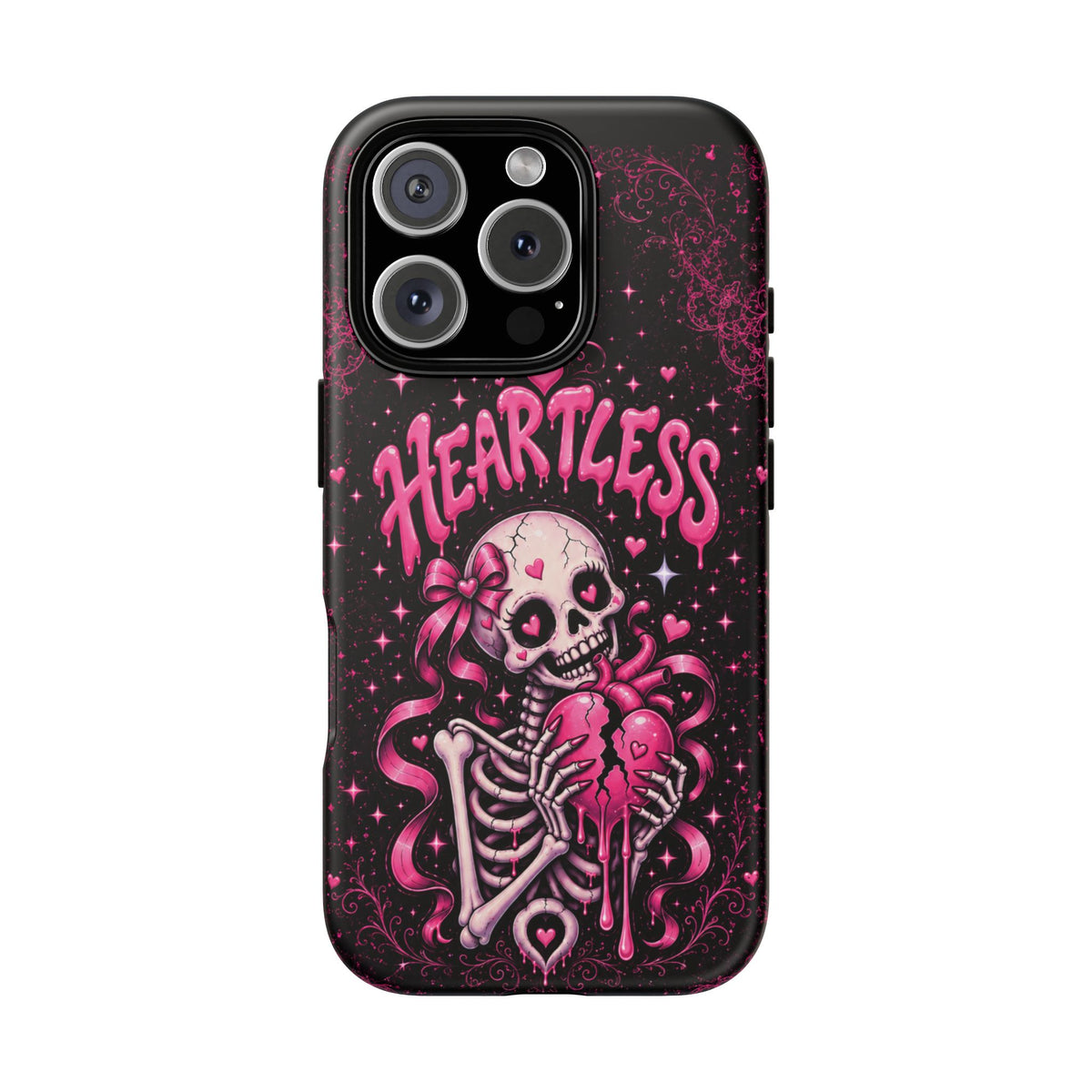 Heartless Skeleton with Pink Bow phone case | Cute Gothic iPhone Cover