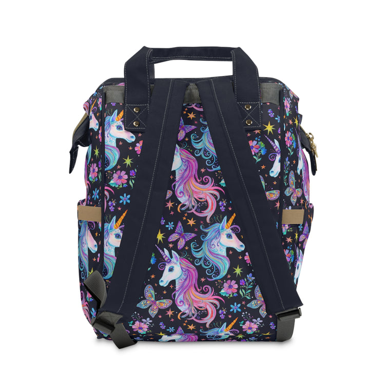 Unicorn Pattern Diaper Backpack | Multifunctional Baby Bag, Changing Station