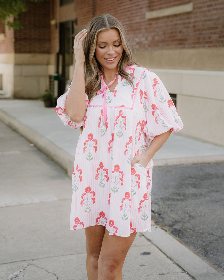 Catherine Puff-Sleeve Floral Mini Dress
