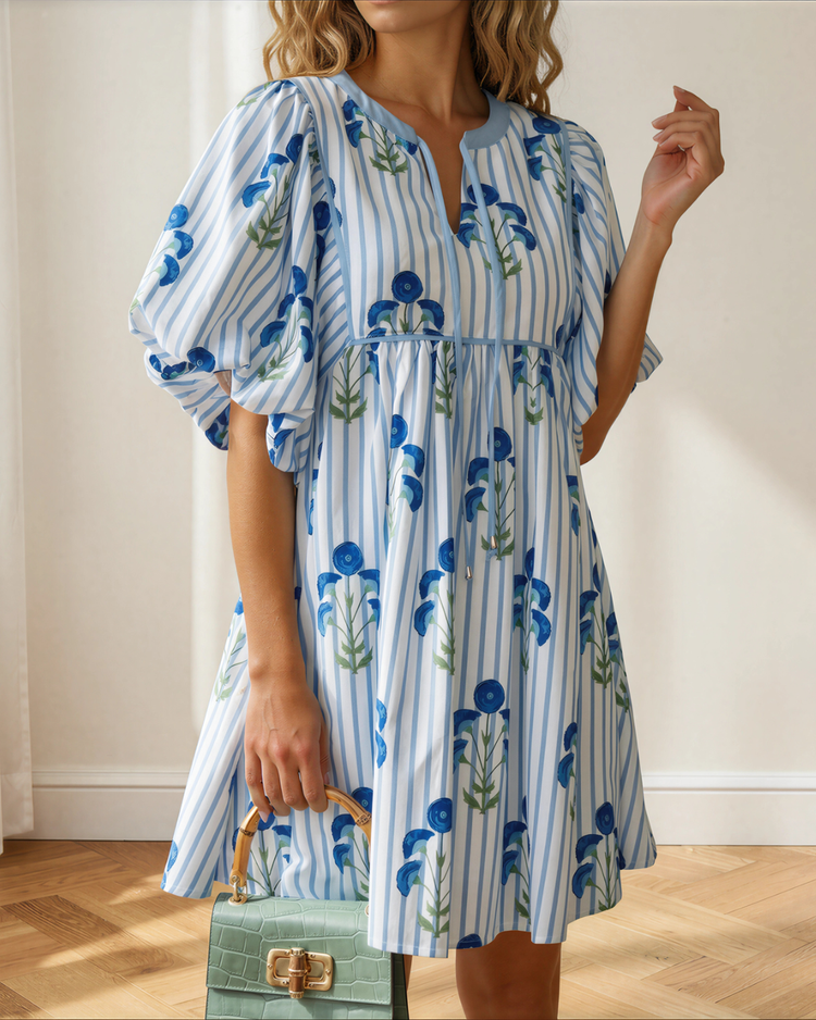 Catherine Puff-Sleeve Floral Mini Dress