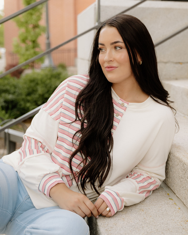 Bennie Colorblock Stripe Henley Pullover