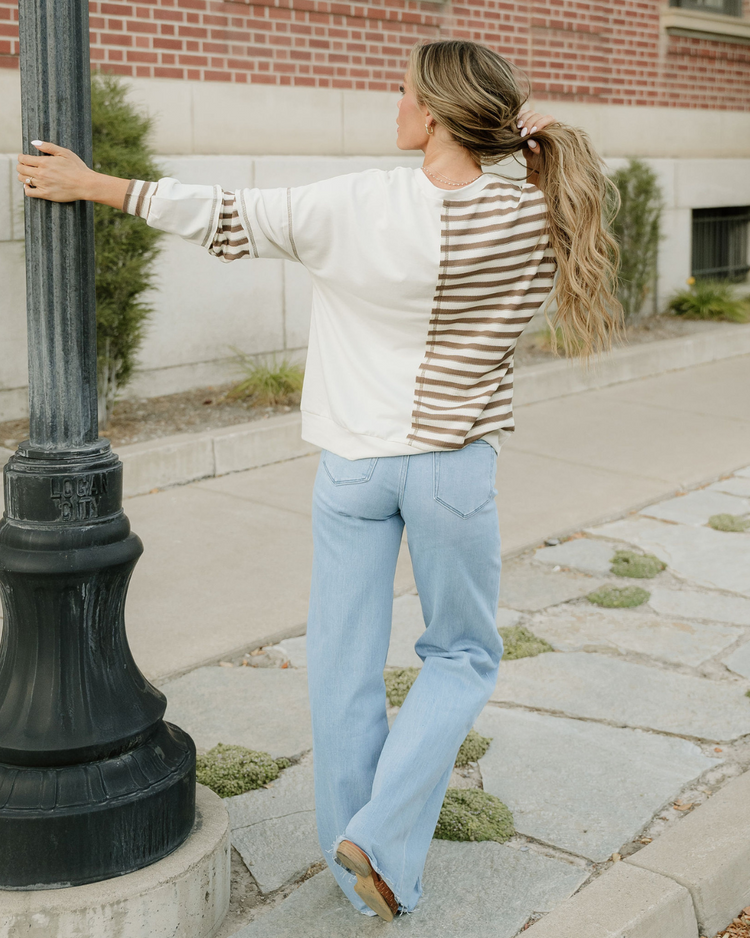 Bennie Colorblock Stripe Henley Pullover