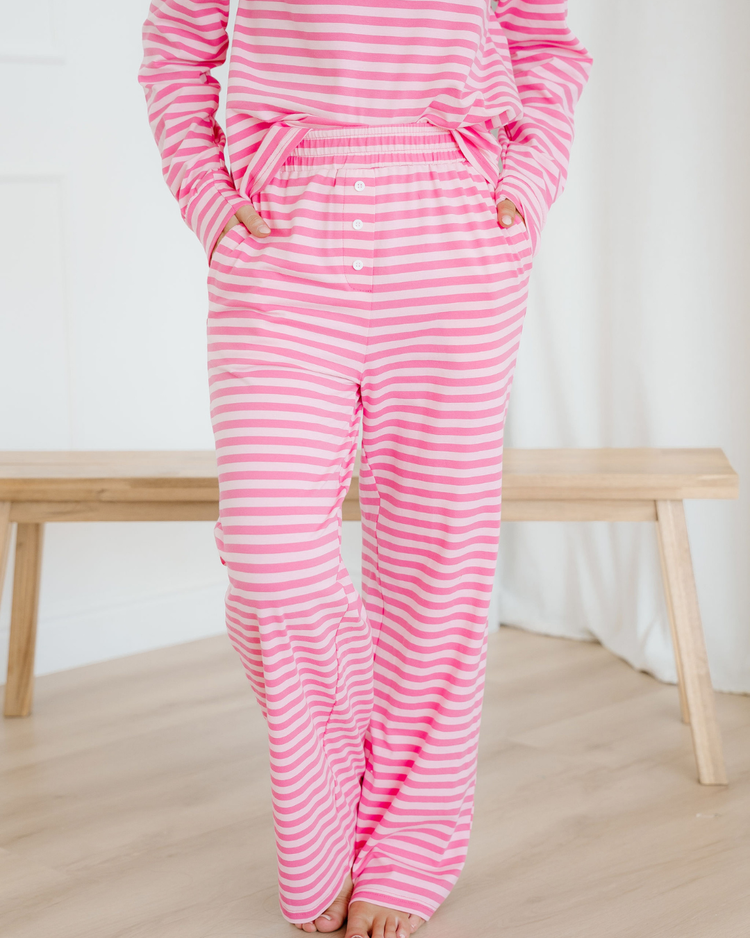 Amayah Striped Button-Front Two-Piece Pant Set