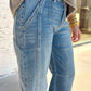 Fallon Medium-Wash Cuffed Barrel Jeans