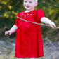 Girls Bow Smocking Embroidered Red Dress