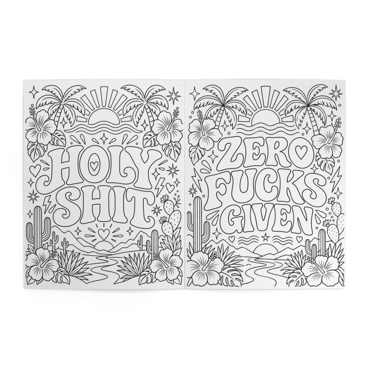 Adults Only Swear Word Coloring Book — Funny Adult Coloring Pages, Vacation Tropical Retro Design