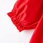 Girls Bow Smocking Embroidered Red Dress
