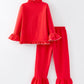 Christmas Red Girls Embroidered Pajamas