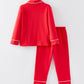 Christmas Red Boys Santa Claus Embroidered Pajamas