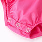 Girls Bow Smocking Embroidery Hot Pink Romper