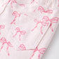 Fall Girls Pink Bow Print Elastic Flared Jeans Denim pant