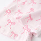 Fall Girls Pink Bow Print Elastic Flared Jeans Denim pant