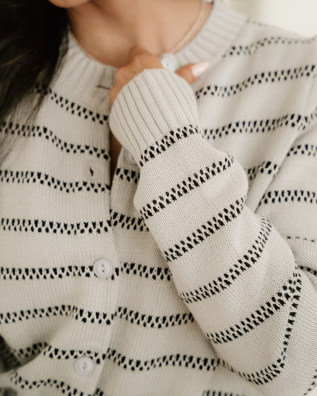 Ariana Button-Front Ribbed Short Cardigan