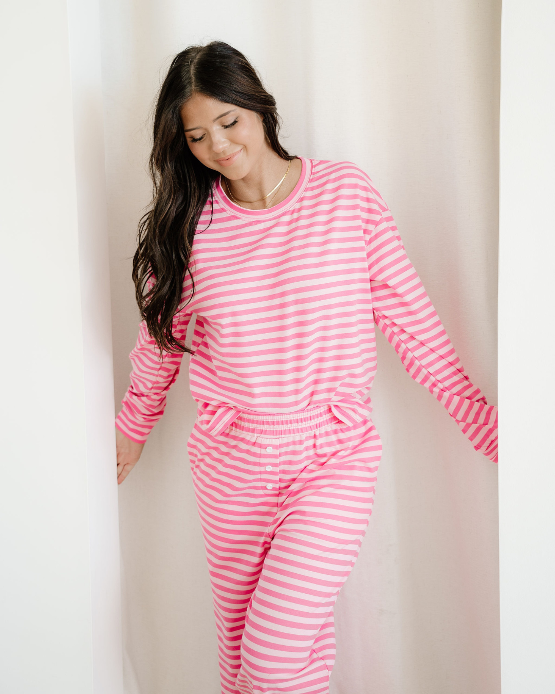 Amayah Striped Button-Front Two-Piece Pant Set