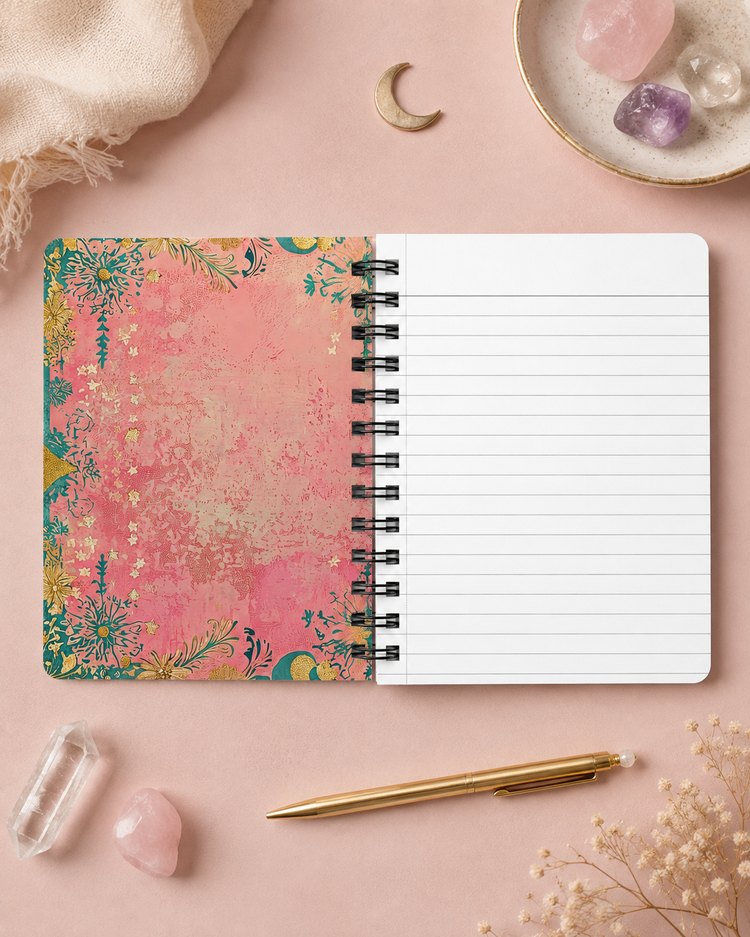 Pink Hamsa Evil Eye Spiral Notebook