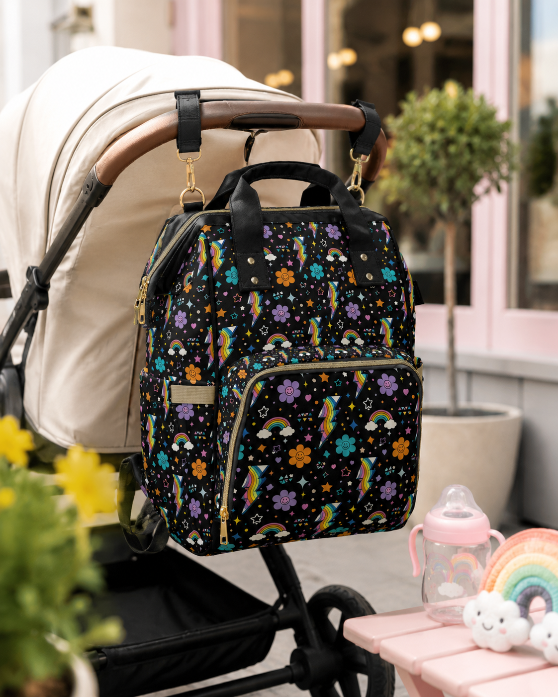 Rainbow Lightning Diaper Backpack | Mayhem Society Baby Bag