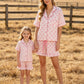 Mommy & Me Pink Bow Print Ruffle Pajama Set
