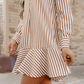 Dallas Striped Ruffle-Hem Shirt Dress