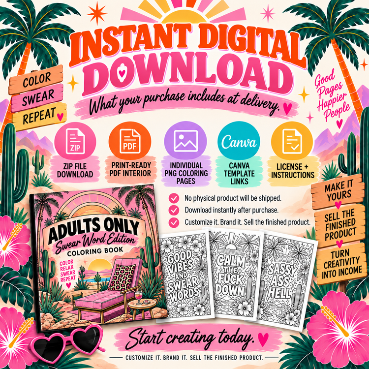 Swear Word Coloring Book PLR Canva Bundle
