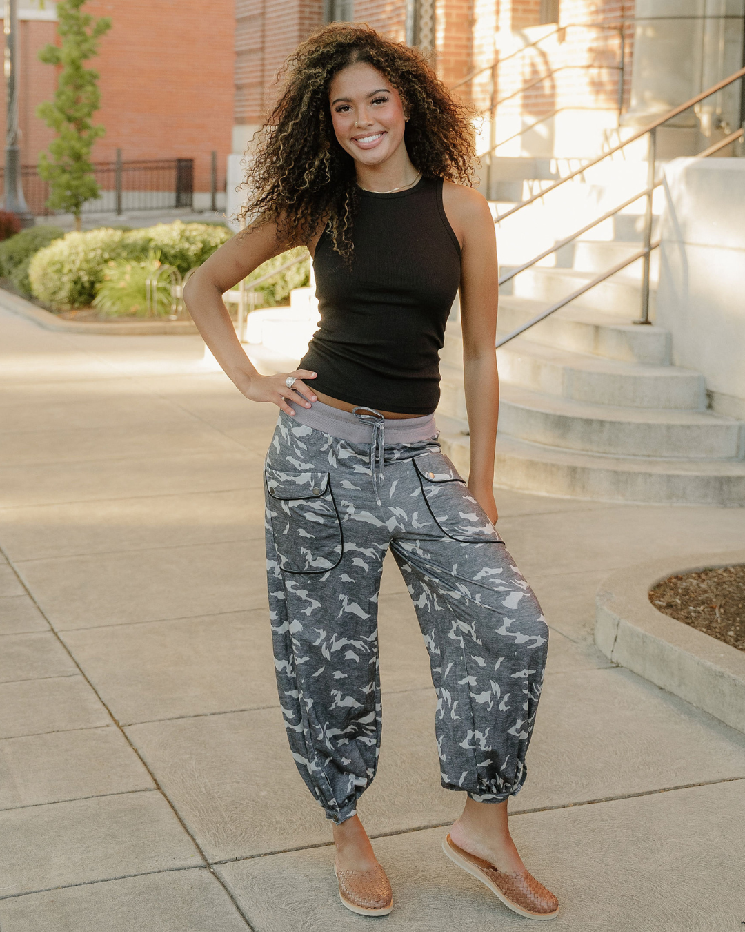 Camo Drawstring Jogger Pants