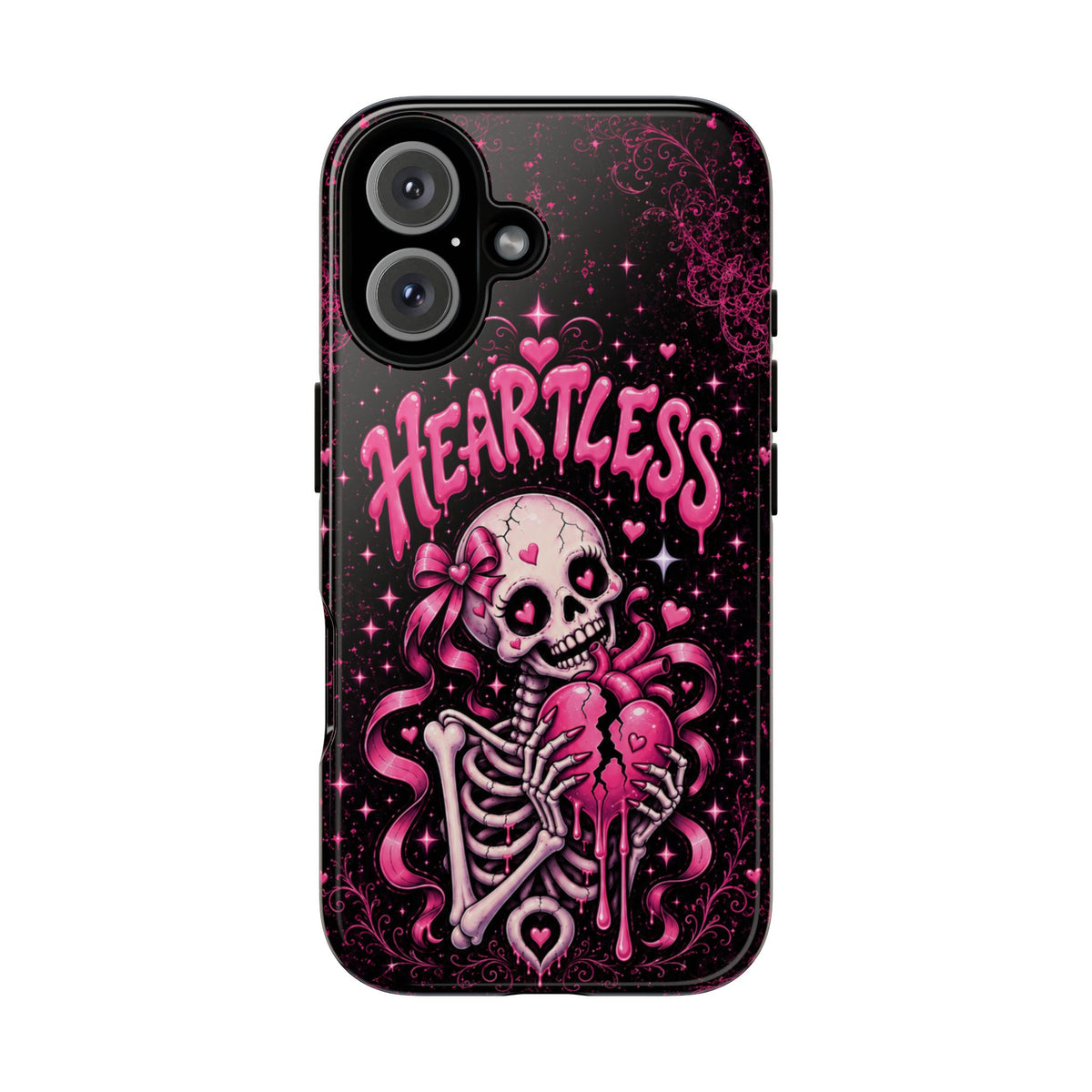 Heartless Skeleton with Pink Bow phone case | Cute Gothic iPhone Cover