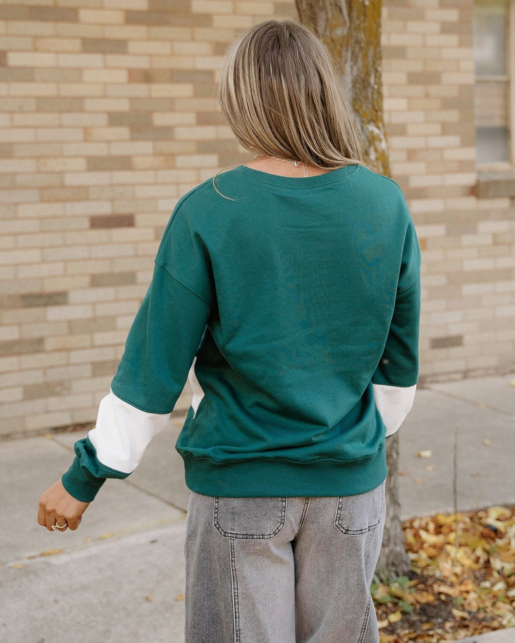 Mia Drop-Shoulder Baggy Sweatshirt | Evergreen