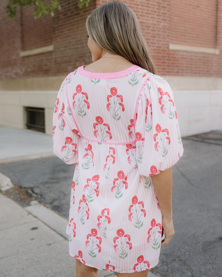 Catherine Puff-Sleeve Floral Mini Dress