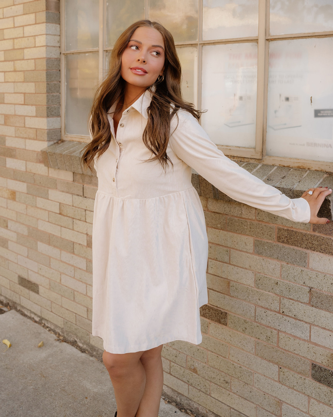 Abigail Corduroy Mini Dress | Collared Button Dress