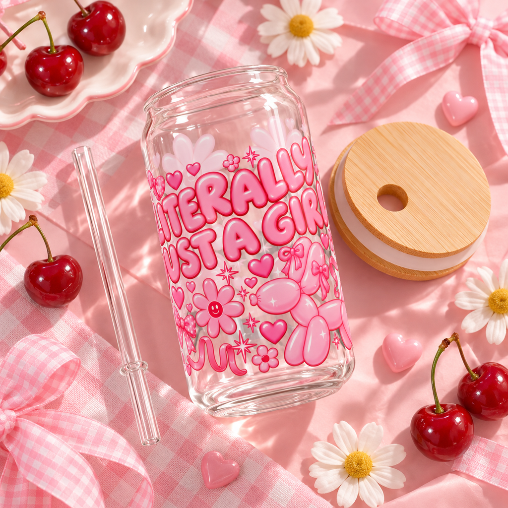 Literally Just a Girl | Pink Coquette 16oz Sipper Glass