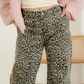 Black Leopard Print Wide Leg High Waist Jeans