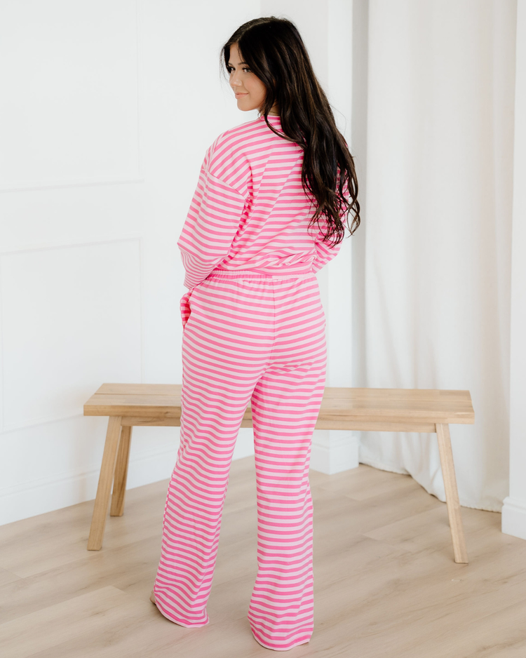 Amayah Striped Button-Front Two-Piece Pant Set
