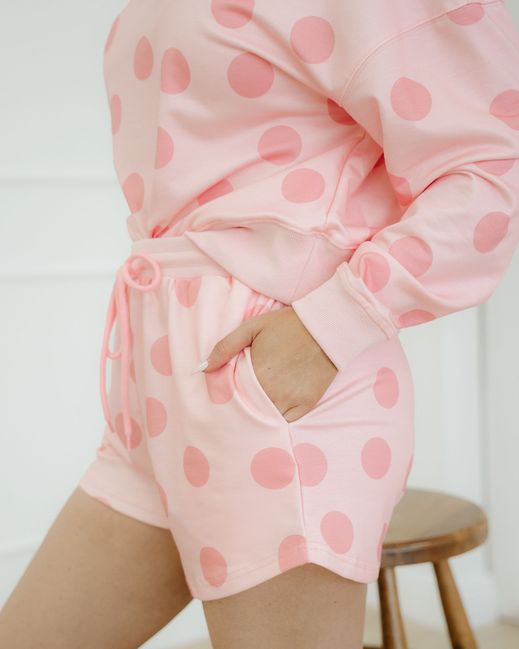 Kaylee Polka-Dot Drawstring Short Set