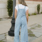 Jovie Ruffled Wide Leg Denim Overalls