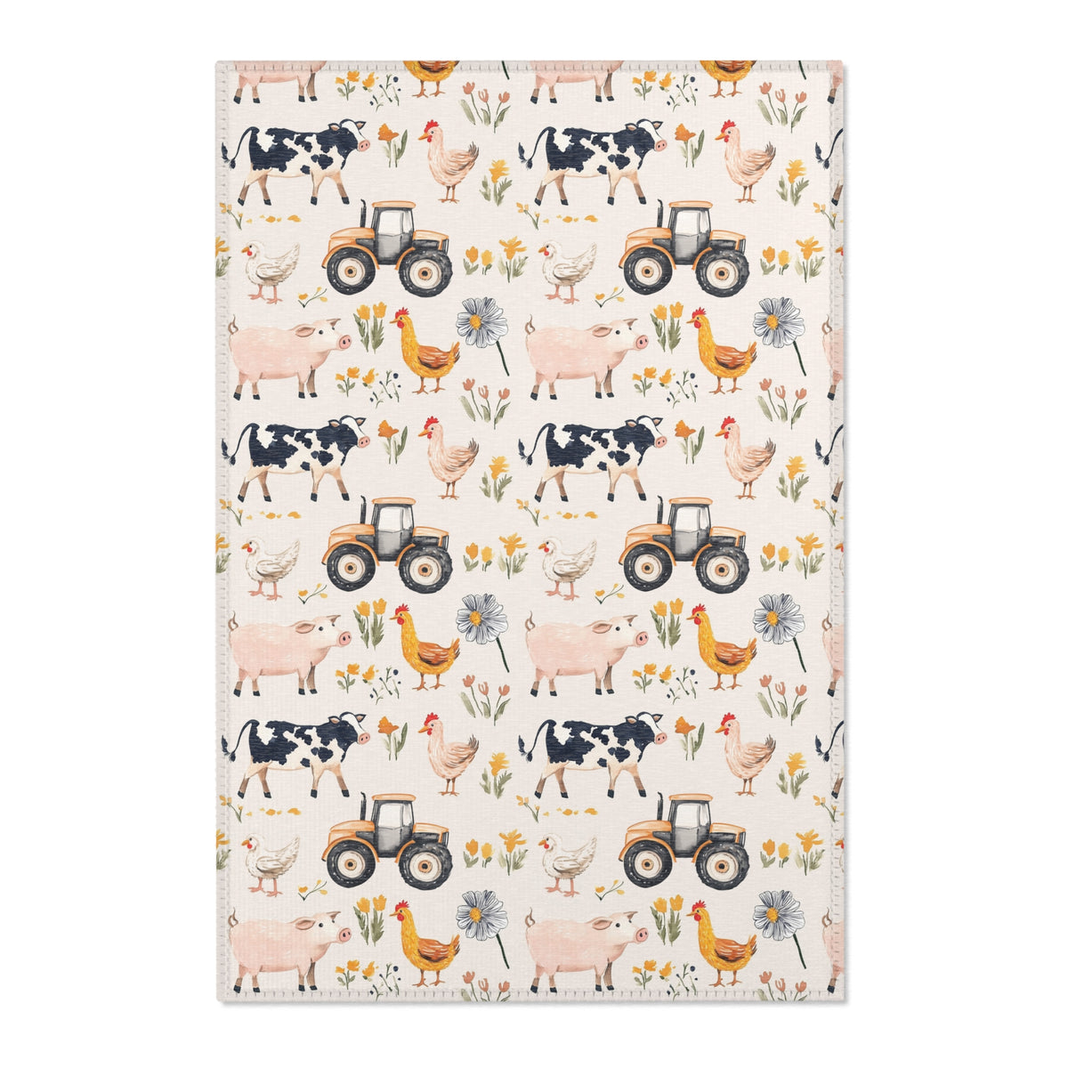Farm Animal Area Rug | Kids Room, Nursery & Playroom Rustic Decor