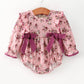 Fall Purple Floral Baby Girl Romper Bow Ruffle Long Sleeve