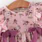 Fall Purple Floral Baby Girl Romper Bow Ruffle Long Sleeve