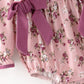 Fall Purple Floral Baby Girl Romper Bow Ruffle Long Sleeve