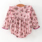 Fall Purple Floral Baby Girl Romper Bow Ruffle Long Sleeve