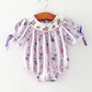 Fall Purple Floral Smocked Embroidered Baby Girl Romper