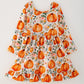 Girls FALL Pumpkin Print Long Sleeve Dress