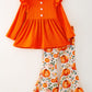 Girls Fall Pumpkin Print Set