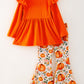 Girls Fall Pumpkin Print Set