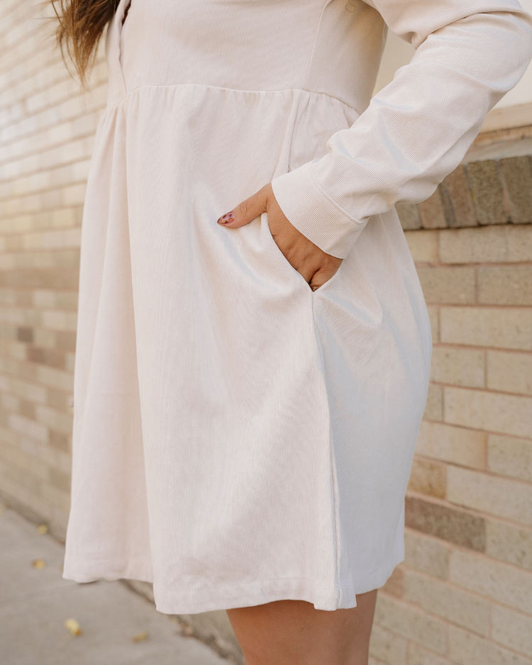 Abigail Corduroy Mini Dress | Collared Button Dress