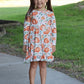 Girls FALL Pumpkin Print Long Sleeve Dress